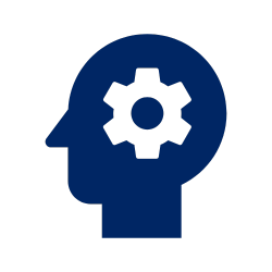 Side view of a head with a cog wheel in the middle