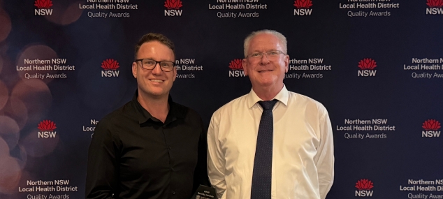 Photo of 2 men, for the Day Stay Hip and Knee Replacement program, Winner of the Transforming Patience Experience award