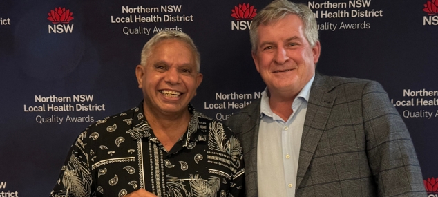 Photo of 2 men, members of the Aboriginal Health team Winners of Excellence in People and Culture